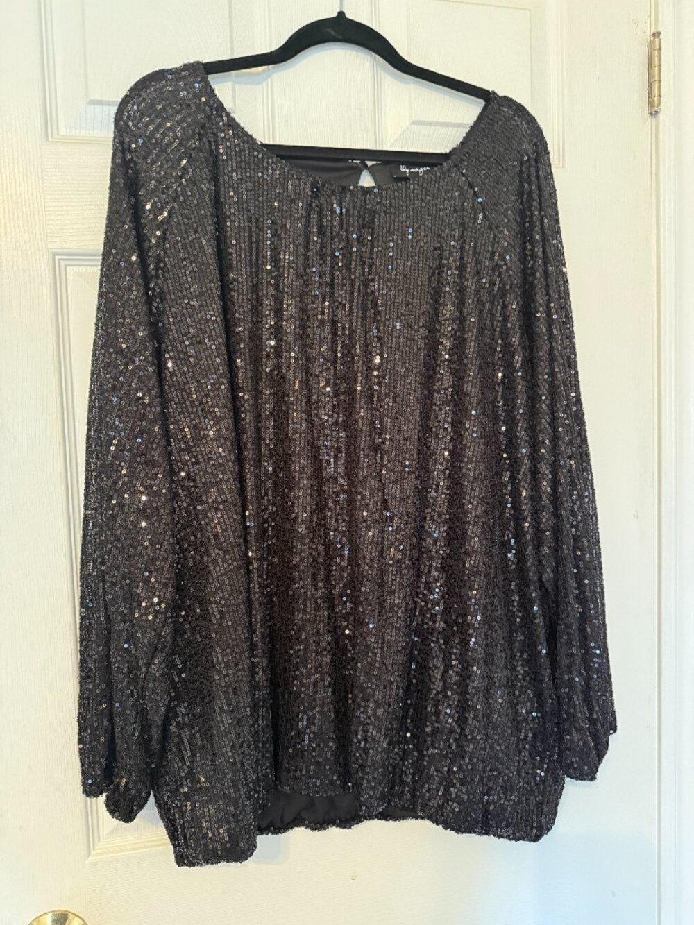 Lily Morgan Plus Size 3X Black Sequin Top